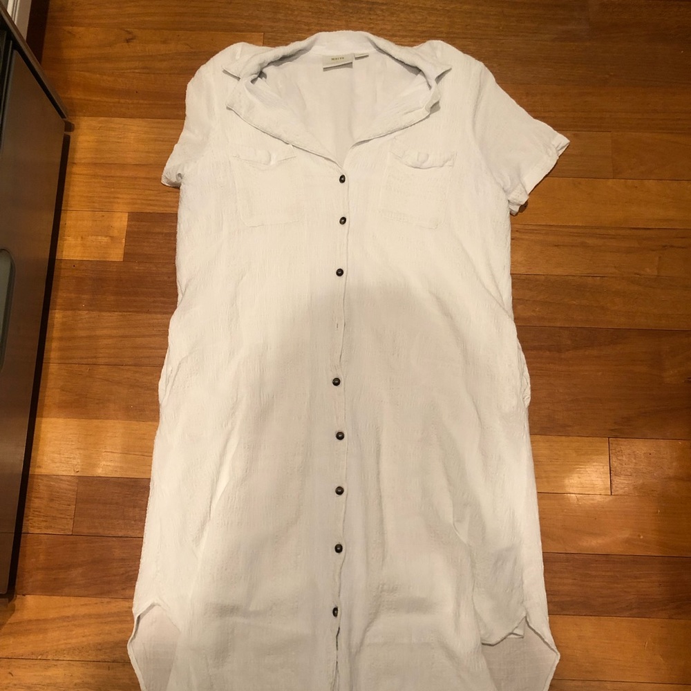 Maeve by anthropology white button down flowy dress XL